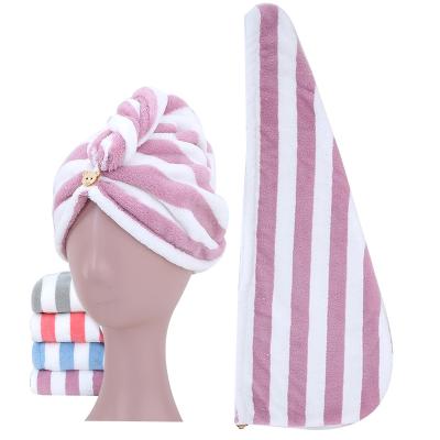 China Custom Logo Hair Dryer Turban QUICK DRY Absorbent Towel With Button for sale