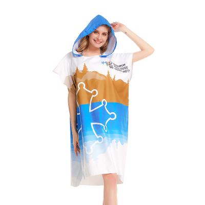 China QUICK DRY Custom Logo Microfiber Hooded Swimming Poncho Surf Towel for sale