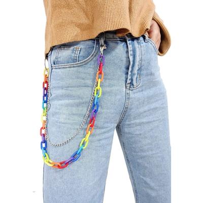 China Factory Wholesale Color Wallet Chain Pocket Daily Used Acrylic Belt Chains Key Chain Hip Hop Punk Jean Pants Wallet Acrylic Chains for sale