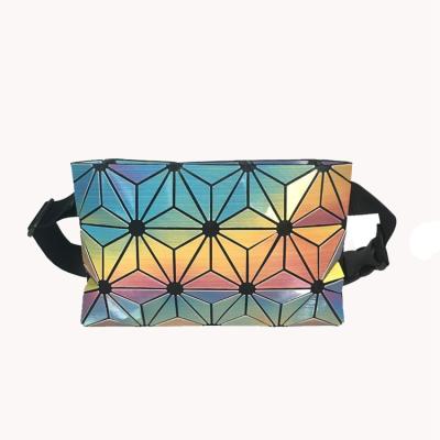 China European and American Low Moq Low Moq 3D Rainbow Water Proof Wild Laser Personalized Geometric Waist Bag Chest Bag for sale