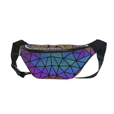 China Creative Bright Fashion Diamond Holographic Chest Bag Geometric Water Proof OEM Waist Bag for sale