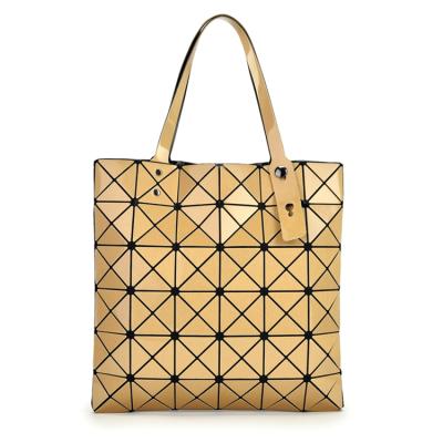 China 6*6 Grid Matte Rhombus Folded Geometric Rhombus Daily Used PU Shoulder Beaded Handbag For Woman Daily Used for sale