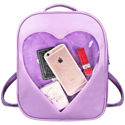 China Fashion Love Ita Bag Backpack For School Holographic Teenage Girls Love Waterproof Custom Made Transparent Rainbow Heart for sale