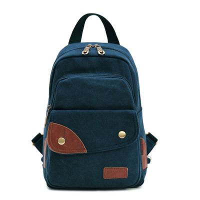 China Mini Canvas Backpack Dual-Use Leisure Waterproof Laptop Tablet Small Backpack for sale