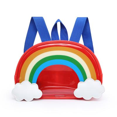 China Fashion Kids Rainbow PVC Backpack Kids Travel Zipper Waterproof Cosmetic Bags for sale