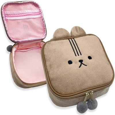 China OEM Christmas Gift Design Cute Sherpa Plush Winter Cosmetic Bags For Kids for sale