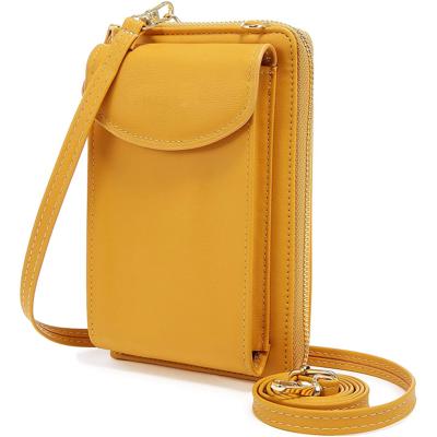 China Newspaper Used Custom Small Cross - Leather Body Bag Cell Phone Purse Wallet With Credit Card Slots For Women Cell Phone Wallets Bags for sale