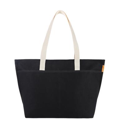 China Black Empty Tote Bag Large Canvas Women Tote Beach Bag Luxury Tote Water Proof Canvas Bags Custom Printed for sale