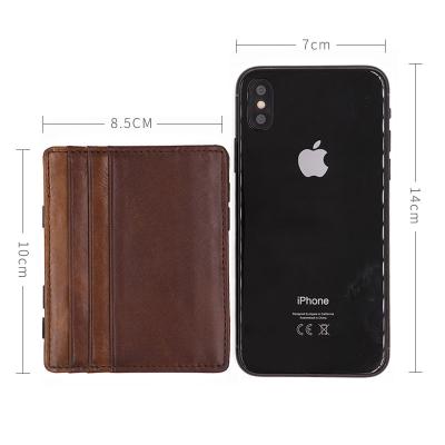 China Vintage Miracle Smart Wallet Card Holder Minimalist Handmade Rfid Wallets Leather Men Rfid for sale