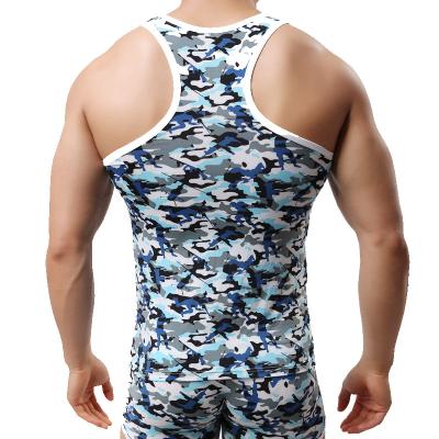 China Lowest Price Products Army Training Camouflage Antibacterial Blue Sportswear Men Fitness for sale