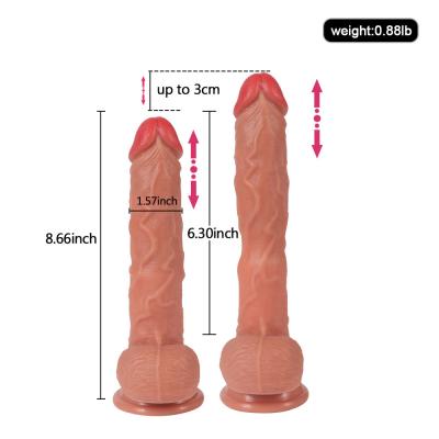 China Huge Liquid Silicone High Quality Penis Dildo Flesh Color Dildo For Women Powerful 9 Inch Telescopic Vibrating Dildo for sale