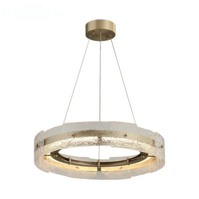 China Modern Round Ring Glass Bronze Chandelier of luxury hotel contemporary decoration 2020 new product for sale