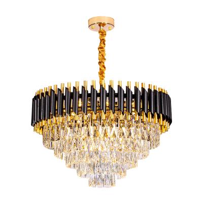 China Luxury Restaurant Crystal Chandelier Villa Crystal Pendant Lights Wrought Modern Black Frame Creative EUROPEAN for sale