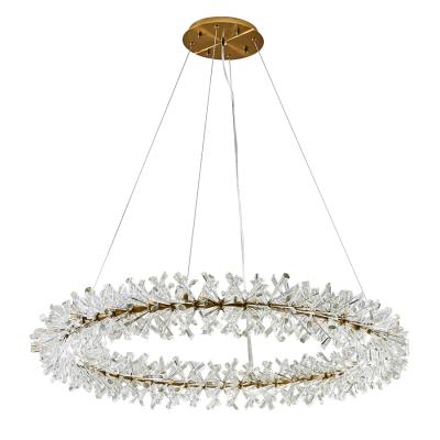 China Newcomer Post Modern D40cm Round Ring Crystal Chandelier Pendant Light Lighting Gold Chandeliers For Living Room Decor for sale