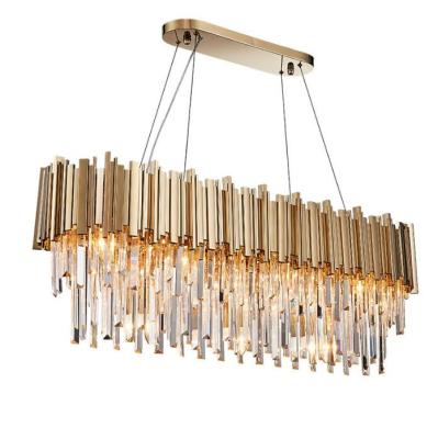 China Contemporary Large Rectangle Modern Luxury Living Room Bedroom Decoration Lighting Crystal Glass Gold Chandelier for sale