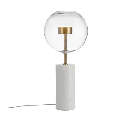 China Modern Contemporary Design Marble Base LED Transparent Glass Ball Table Lamp For Bedside for sale