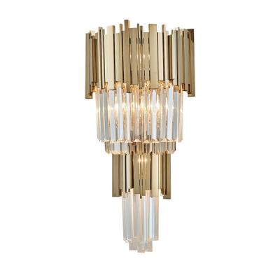 China Antique Traditional European Gold Wall Mounted Decorative Lighting Style Modern Crystal Led Wall Lamp For Bedroom Living Room for sale