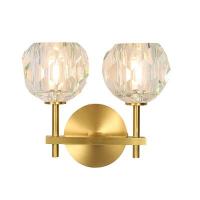 China Luxury hotel contemporary modern bedside double lights gold sconce gold sconce led crystal Nordic lighting indoor wall lamps for sale