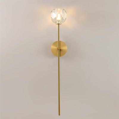 China Decorative Energy Saving Lighting Crystal Ball Golden Wall Lamp High Quality Modern Luxury For Hotel Porject Bedroom for sale