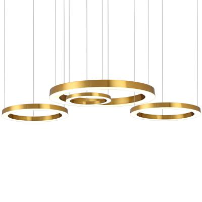 China Lighting Decorative Energy Saving Lighting Modern Minimalist Round Ring Ceiling Light Chandelier Modern Gold Bronze for sale