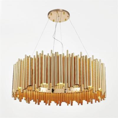 China Gold Modern Decorative Luxurious Indoor Contemporary Aluminum Chandelier Hotel Lobby Living Room Pendant Lights for sale