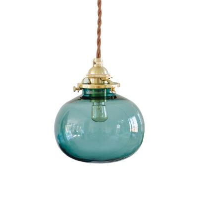 China Lighting Newest Decorative Energy Saving Lighting Fashion Round Vintage Blue Glass Lighting Chandelier Hand Blown Glass Pendant Lamp for sale