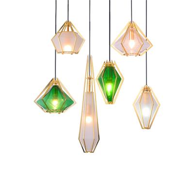 China New Design Diamond Glass Shade Decorative Pendant Energy Saving Lighting Hanging Lamp for Living Room and Bedroom for sale