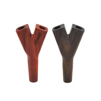 China Retail Wooden Pipes Hand Tube Smoke Mouthpiece Solid Wood Pipe Double Hole Oriental Handmade Straight Wood Pipe Mouthpiece for sale