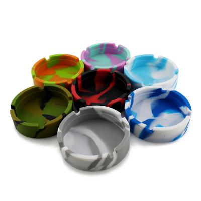 China Wholesale Soft Round Mini Portable Silicone Cigar Ash Tray Tobacco Cigarettes Smoking Silicone Ashtray Accessories 8.3*8.3*2.3cm for sale