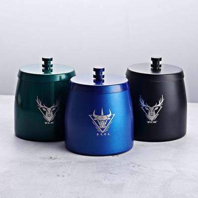 China High Quality Windproof Cigarette Windproof Metal Cigar Ashtray Stainless Steel Tobacco Smoking Ashtray With Top Cover for sale