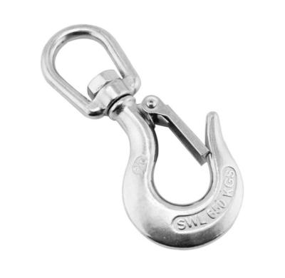 China Heavy Industry Stainless Steel Eye Swivel Crane Hook With Latch for sale