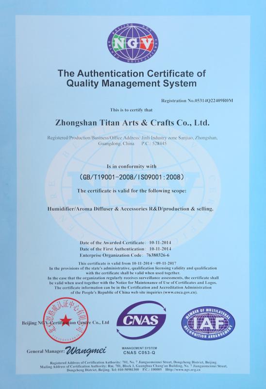 ISO9001 - Guangdong Titan Smart Electrical Appliance Co., Ltd.