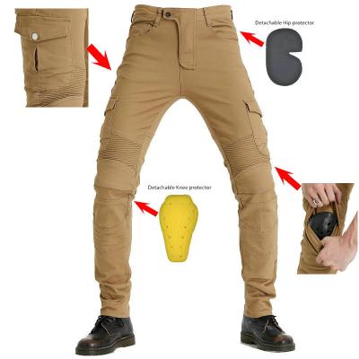 China Breathable Man Motorcycle Riding Retro Old Trouser Latte Knight Indian Motorcycle Jeans Pants for sale