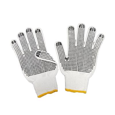 China Hand Protective Metallurgy Non-slip Single Sided PVC Spotted Protective Gloves Construction Construction Handling Operation Working Cotton Yarns for sale