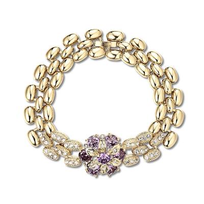 China FASHIONABLE VANFI Crystal Gold Plating Color Rhinestones Zinc Alloy Purple Bracelet for sale