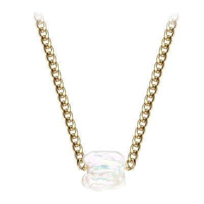 China FASHIONABLE Natural Irregular Baroque Freshwater Pearl Pendant Necklace VANFI Figaro Gold Chain Necklace For Women for sale