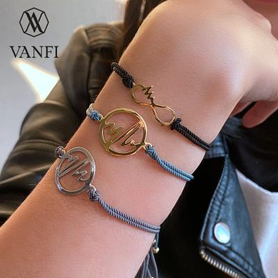 China VANFI FASHIONABLE Jewelry Circular 14k Gold White Color ECG Shape Bracelet Rope for sale