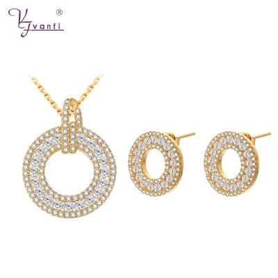 China FASHIONABLE VANFI Jewelry Gold Plated Stud Earrings Necklace Set for sale