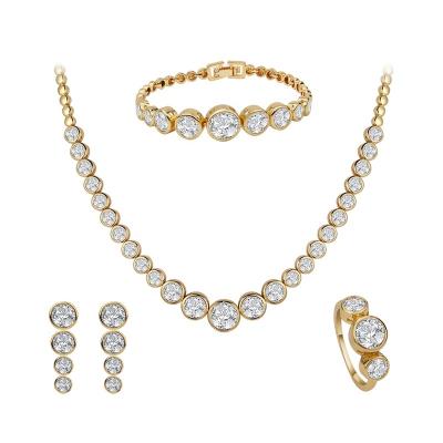 China Vanfi New Fashion CLASSIC Gold Plated White Zircon Wedding Engagement Women Wedding Jewelry Sets for sale