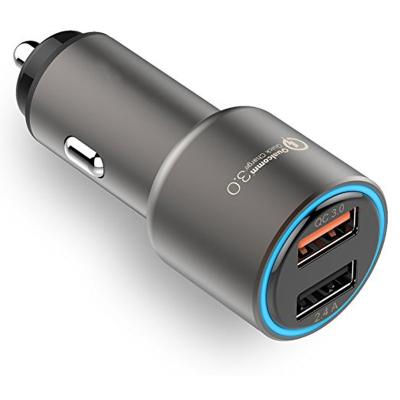 China Super Fast Mobile Phone Car Charger Adapter 30W Usb Metal Material Qc3.0 18W 12W 2Ports Car Charger for sale