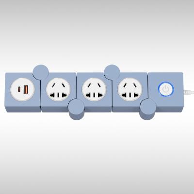 China High Quality Flat Power Strip With Protector Left Australian Usb Socket 2 Port Usb Socket Extension Plug Three Way Surge Power Strip for sale