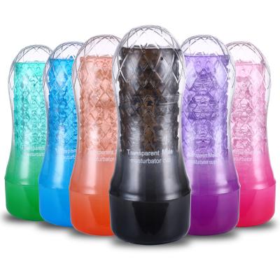 China Hot Selling Male Masturbation Cup Sex Products Aircraft Cup Colorful Real Touch Rainbow Masturbation Cup For Men for sale