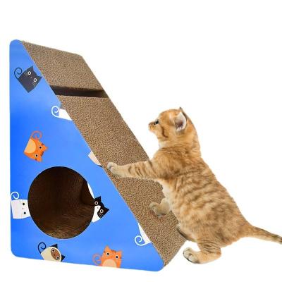 China Corrugated Shape Cat Litter Cat Toy Scratch Nest Panel Claw Crusher Triangle Paper Claw Vertical Board Cat Litter Paper Bowl for sale