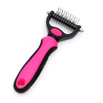 China Double Sided Stainless Steel Pet Knot Combing Artifact Dog Cat Hair Removal Brush Needle Comb Rake Pet Supplies for sale