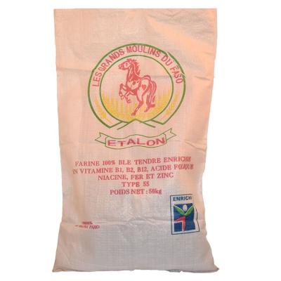 China 25kg Flour Sack PP Woven Flour Wheat Sack Plastic Woven Flour Used Sack Moisture Proof for sale