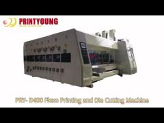 PRY-D400 Automatic Lead Edge 4 Colors Flexo Printing Slotting Die Cutting Machine with Stacker