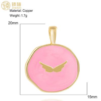 China ZHENXI Amazon Hot Sale Environmental Friendly Copper 18K Gold Plated Wings Design Oil Drip Pendant For DIY Women Necklace Bracelet for sale