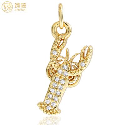 China ZHENXI Amazon Hot Sale Environmental Friendly Copper 18K Gold Plated Animal Design CZ Zircon Stone Pendant For DIY Women Necklace Bracelet for sale