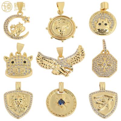 China ZHENXI Amazon Environmental Friendly Hot Selling Popular Copper 18K Gold Plated Unique CZ Zircon Stone Design DIY Charm Pendant For Necklace Bracelet for sale