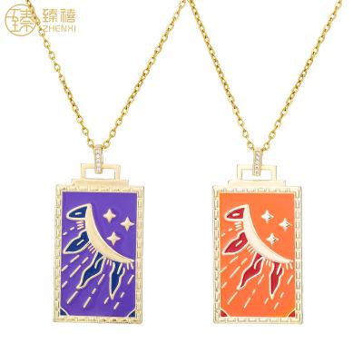 China FASHIONABLE Zhenxi Star and Moon Design Necklace Zircon Stone Copper Chain Pendant Necklace for Women and Girls Winter Necklace for sale